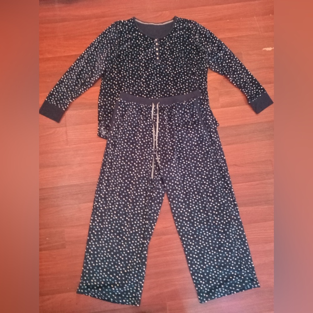 Nautica Women's XL Blue Polka Dot  Pajama Set